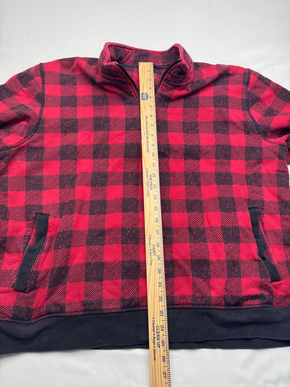 L.L. Bean Red and Black Buffalo Plaid Quarter-Zip Fleece pullover sweatshirt XXL - Picture 4 of 7
